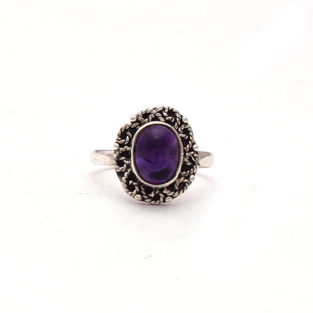 Top Quality Natural Amethyst Gemstone Ring 925 Sterling Silver, Bezel Handmade Boho Style Gemstone Ring For Wholesaler Suppliers