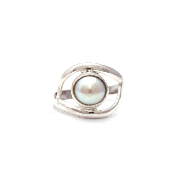 Double Band Natural Pearl Gemstone 925 Sterling Silver Ring/Bezel Set Handmade Silver Adjustable Ring For Wholesale Suppliers
