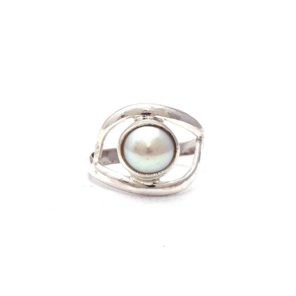 Double Band Natural Pearl Gemstone 925 Sterling Silver Ring/Bezel Set Handmade Silver Adjustable Ring For Wholesale Suppliers