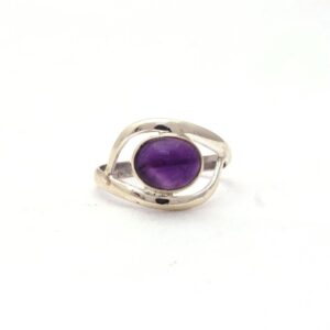 Vintage Natural Purple Amethyst Gemstone 925 Sterling Silver Double Band Rings/Handmade Boho Silver Ring For Wholesale Supplier