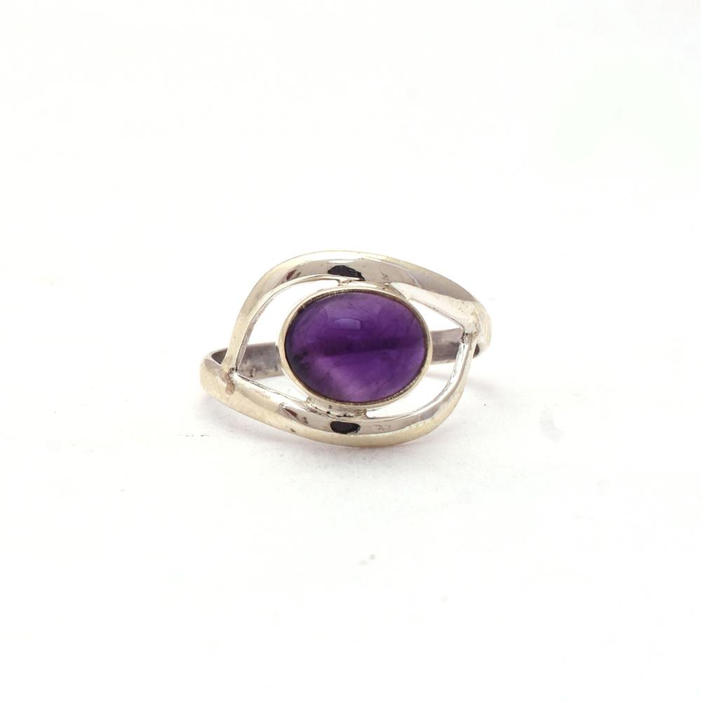 Vintage Natural Purple Amethyst Gemstone 925 Sterling Silver Double Band Rings/Handmade Boho Silver Ring For Wholesale Supplier