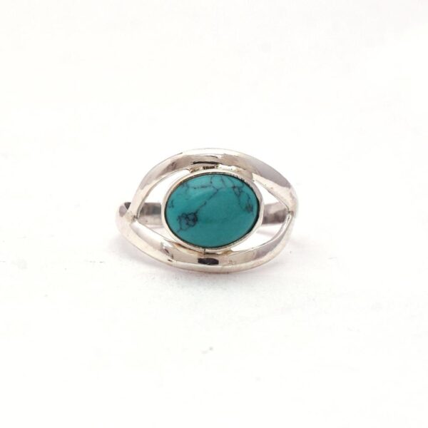 Quality 925 Sterling Silver Natural Turquoise Gemstone Ring Stackable Blue Gemstone Ring For Wholesale Suppliers