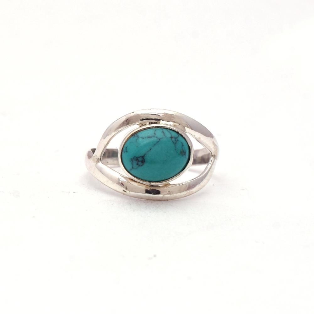 Quality 925 Sterling Silver Natural Turquoise Gemstone Ring Stackable Blue Gemstone Ring For Wholesale Suppliers