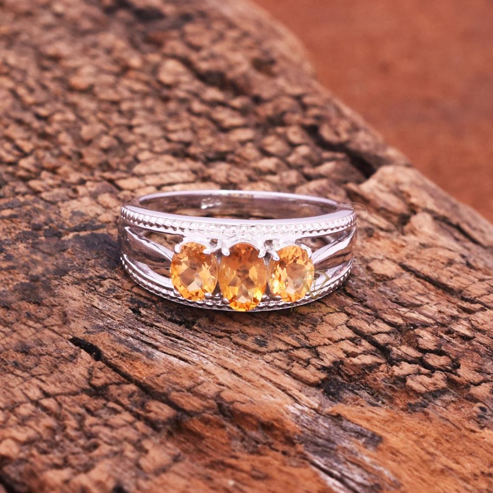 Citrine Three Stone Ring