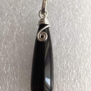 Black Onyx Gemstone Drop Pendant 925 Sterling Silver