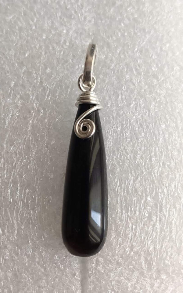 Black Onyx Gemstone Drop Pendant 925 Sterling Silver