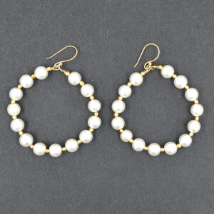 Shell Pearl 10mm Round Dangle Earrings 925 Sterling Silver