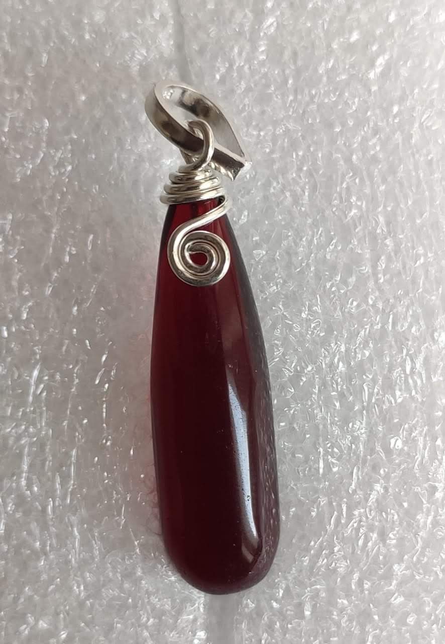 Red Garnet Quartz Drop Pendant