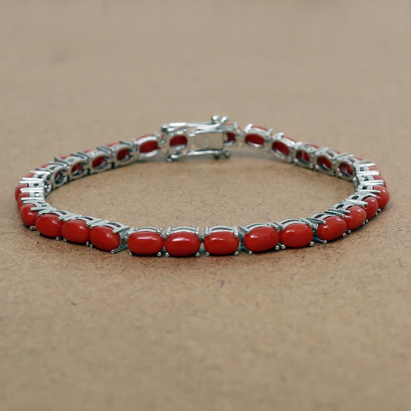 Red Coral Tennis Bracelet