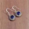 Elegant Natural Blue Sapphire Gemstone Dangle and Drop Earrings 925 Sterling Silver Handmade Hanging Earrings for women