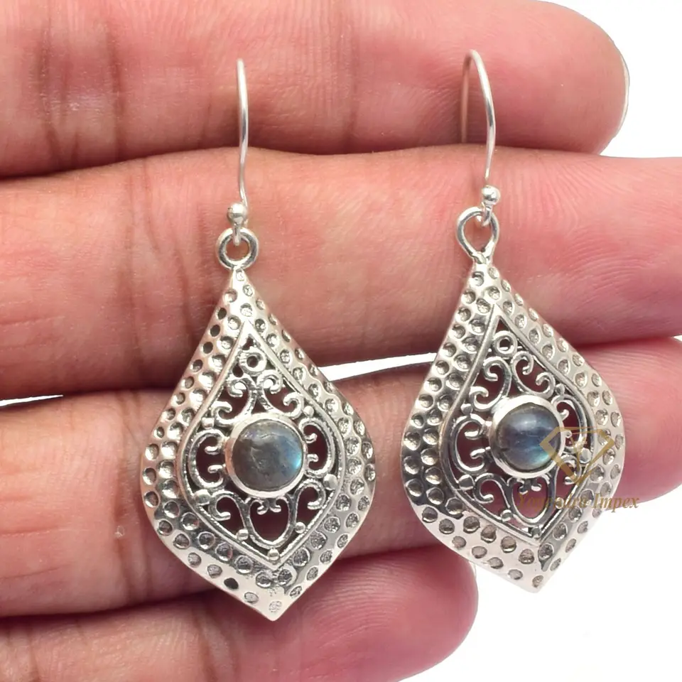 Gorgeous Natural Labradorite Gemstone Drop & Dangle Earrings, 925 Sterling Silver Hook Earrings Manufacturer & Suppliers