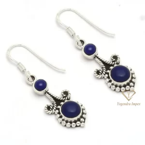 Handmade Natural Lapis Lazuli Gemstone 925 Sterling Silver Boho Earrings/ Boho Jewelry Earrings For Manufacturer & Supplier