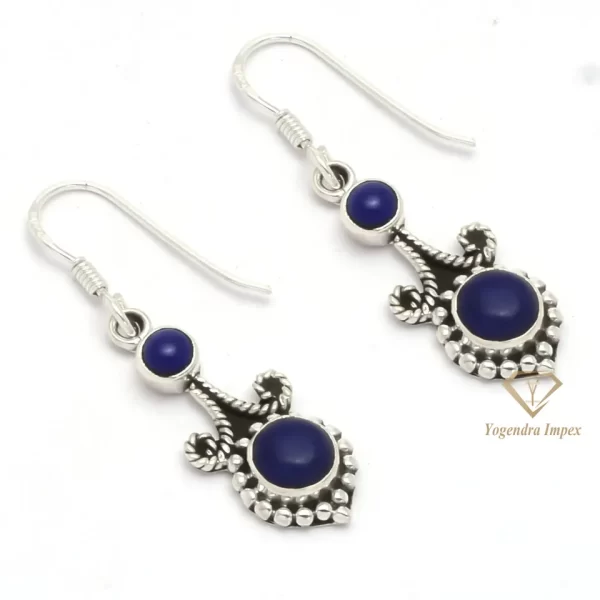 Handmade Natural Lapis Lazuli Gemstone 925 Sterling Silver Boho Earrings/ Boho Jewelry Earrings For Manufacturer & Supplier