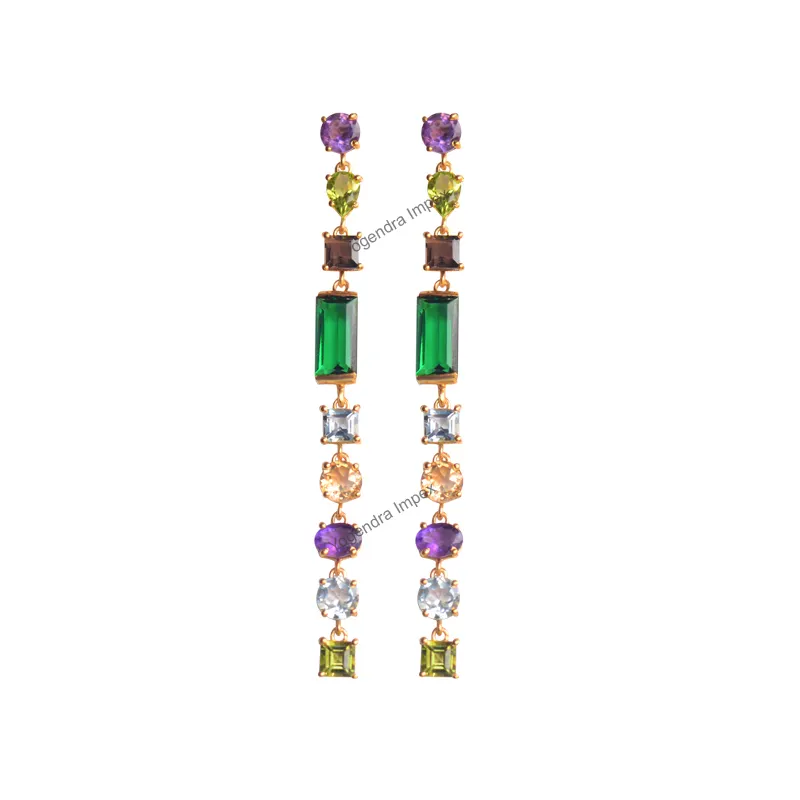Wholesale Multi Colour Gemstone Dangle & Drop Earring, Handmade 925 Sterling Silver Wedding Earrings Jewelry For Suppliers