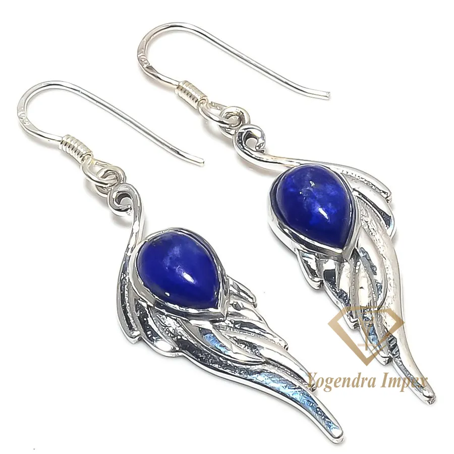 Lapis Lazuli Gemstone Handmade 925 Solid Sterling Silver Jewellery Earrings Beautiful trendy 925 Sterling Silver Earrings