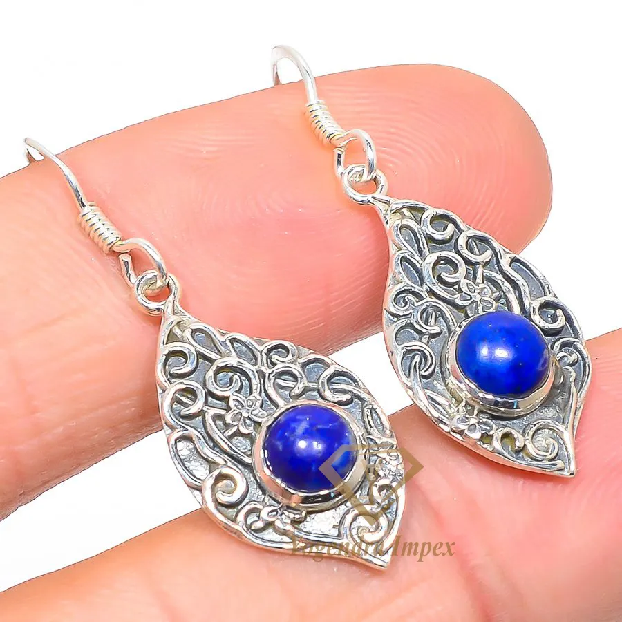 Lapis Lazuli Gemstone Handmade 925 Solid Sterling Silver Jewelry Earrings New handmade Lapis Lazuli women fashion Earrings