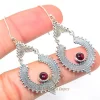 Fashion Wholesale Handmade Garnet Round Shaped Gemstone 925 Solid Sterling Silver Jewelry Earrings