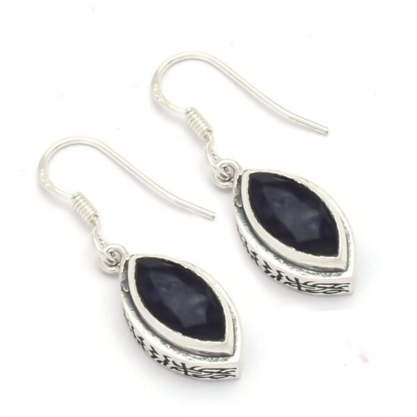 Marquise shape Blue Sapphire Gemstone 925 solid Sterling Silver Drop & Dangle Boho Earring silver Plated Earrings For Wholesaler