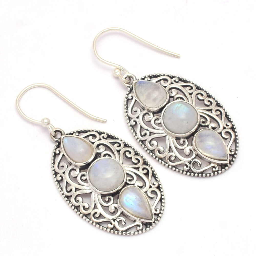 Rainbow Moonstone Gemstone 925 solid Sterling Silver Drop & Dangle Earring Blue Gemstone Drop Earrings For Wholesale Suppliers