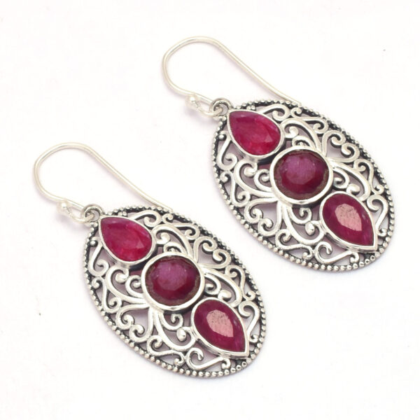 Pear Shape Ruby Gemstone 925 Solid Sterling Silver Drop & Dangle Earrings Silver Plated Hook Earring For Wholesale Supplies