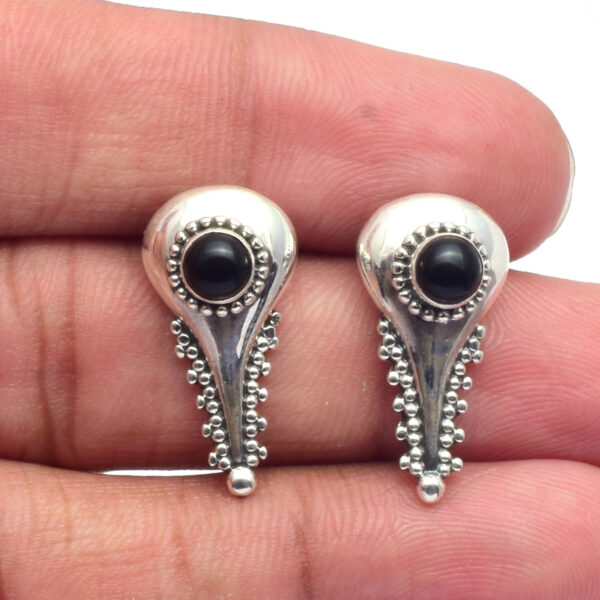 Black Onyx Earring Handmade Silver Jewelry 925 Sterling Silver Studs Earrings Indian Silver Earrings Suppliers And Exporters