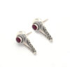 Wholesale 925 Sterling Silver stud Design Studs Earrings Natural Ruby Gemstone Dainty Jewelry Supplier round shapy ruby earring