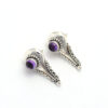 Handmade Designer Natural Amethyst Stud Earring Round Solid silver plating Stud Earrings Wholesale Custom Jewelry Women Girls
