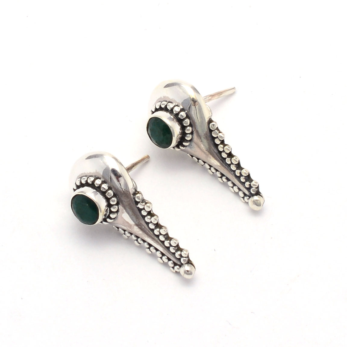 2022 Fashion silver Plated Handmade Natural Stone Emerald Earring Jewelry Studs Woman Gemstone Emerald boho Earrings