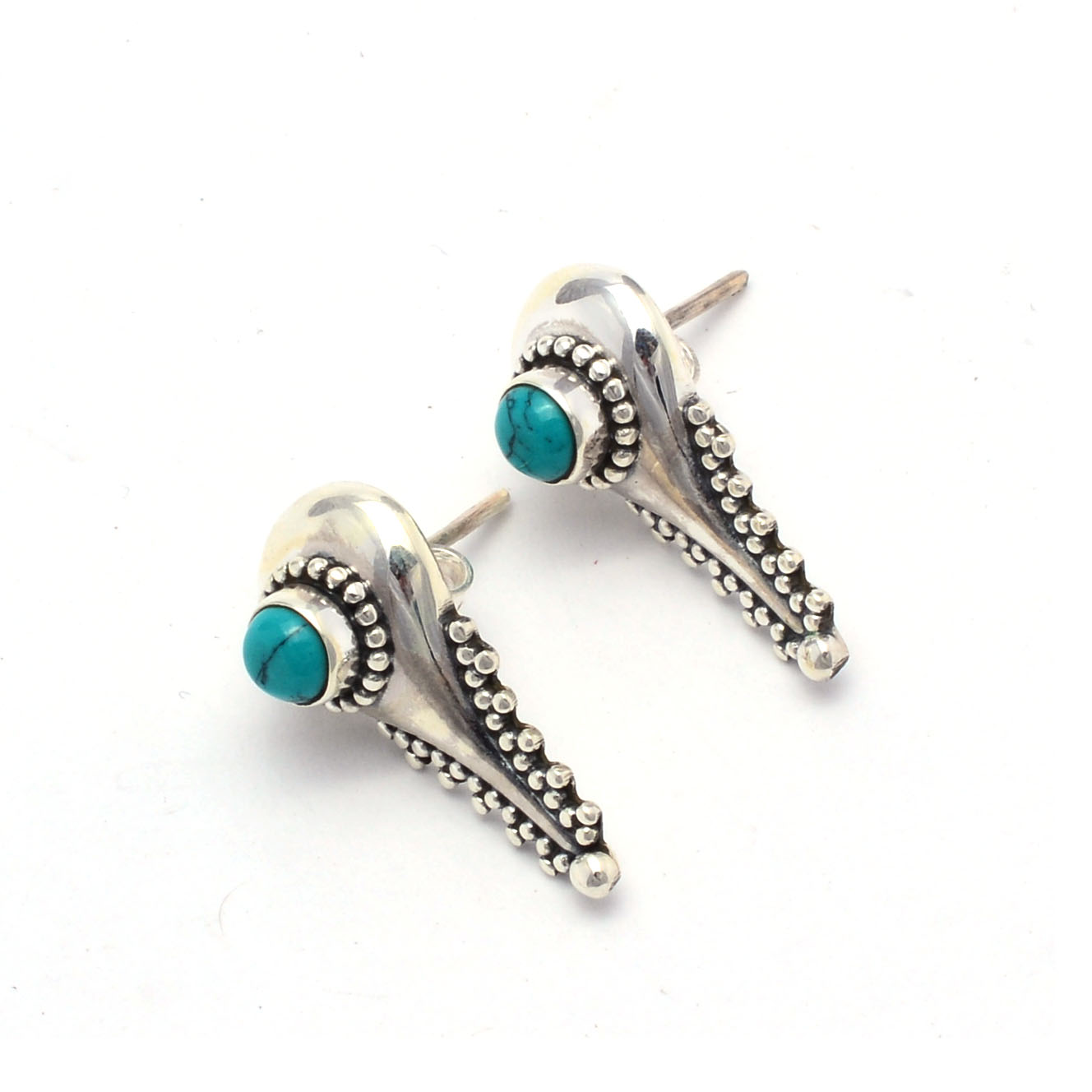 925 solid Sterling Silver Light Weight Minimalist Earrings Hot Selling Turquoise Gemstone round Studs Dainty Jewelry Manufacture