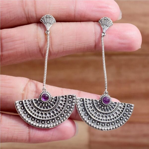 925 sterling silver earrings stylish irregular Amethyst stud earrings natural gemstone dangle Stud earrings for women