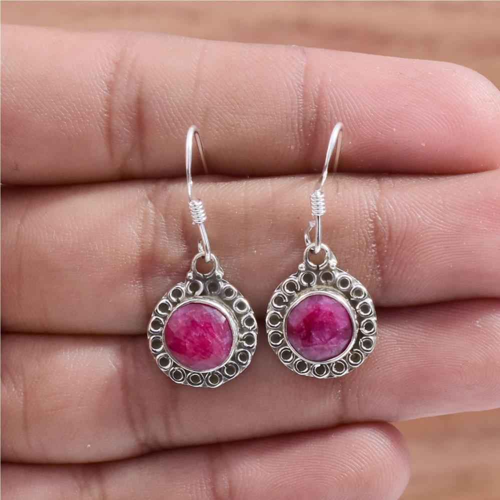 Ruby Gemstone hook 925 sterling Silver Plated Fine Jewelry Solid silver Plated Ruby Earrings 925 Sterling Silver Women