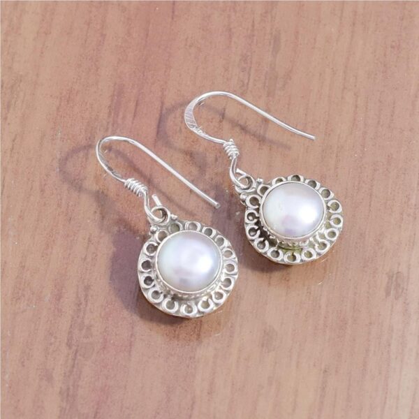 Semi-Precious Pearl Water Drop Gems Earring Trendy Look Vintage Jewelry unique Design unique 925 silver Bezel Set Earrings