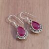 Pear Shape Ruby Gemstone 925 Solid Sterling Silver Drop & Dangle Earring silver Plated Birthday Gift Earrings For Wholesa