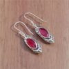 Vintage Natural Ruby Gemstone Dangle & Drop 925 Sterling Silver Earrings, Handmade Boho Silver Earrings For Suppliers