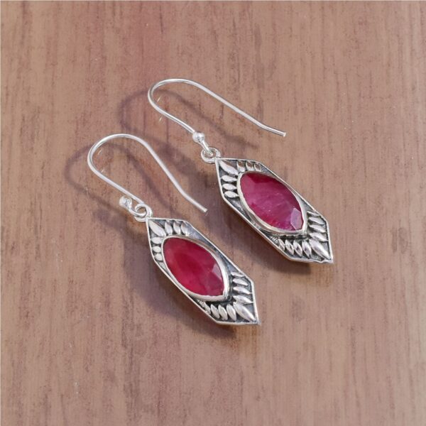 Vintage Natural Ruby Gemstone Dangle & Drop 925 Sterling Silver Earrings, Handmade Boho Silver Earrings For Suppliers