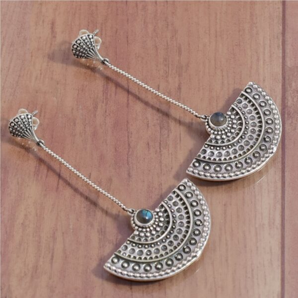 Natural Labradorite Gemstone Boho Earrings, Sterling Silver Long Earrings Handcraft Western Earrings For Wholesale Suppliers
