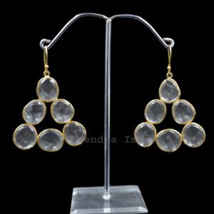 Vintage Crystal Gemstone Dangle & Drop Earrings 925 solid Sterling Silver white Gemstone Hook Earrings For Wholesaler