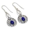 Dainty Fine Jewelry Natural oval fancy Lazuli gemstone drop & dangle earring 925 sterling silver earring fine earring