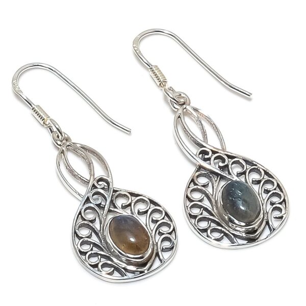Elegant Natural Labradorite Gemstone Dangle & Drop Earrings 925 Sterling Silver Handmade Boho Earring For Manufacturer