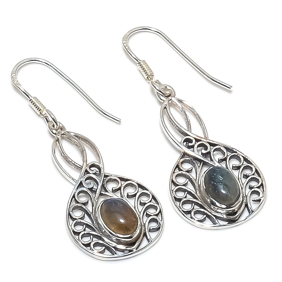 Elegant Natural Labradorite Gemstone Dangle & Drop Earrings 925 Sterling Silver Handmade Boho Earring For Manufacturer