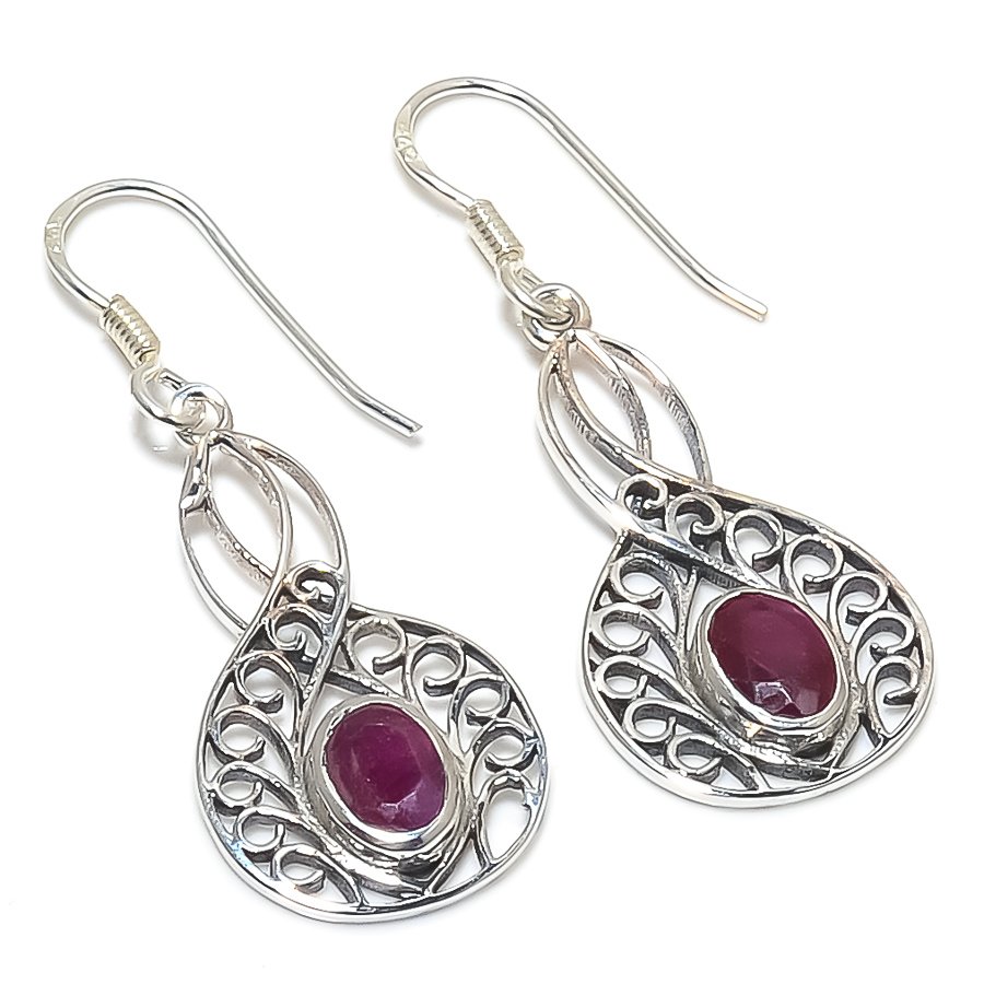 925 solid Sterling Silver Earring Ruby Gemstone Fancy Latest Designed Premium Quality Earring For Wholesale