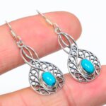 Exclusive Turquoise Jewelry oval shape 925 Sterling Silver oval Shape Gemstone Turquoise high quality Earrings