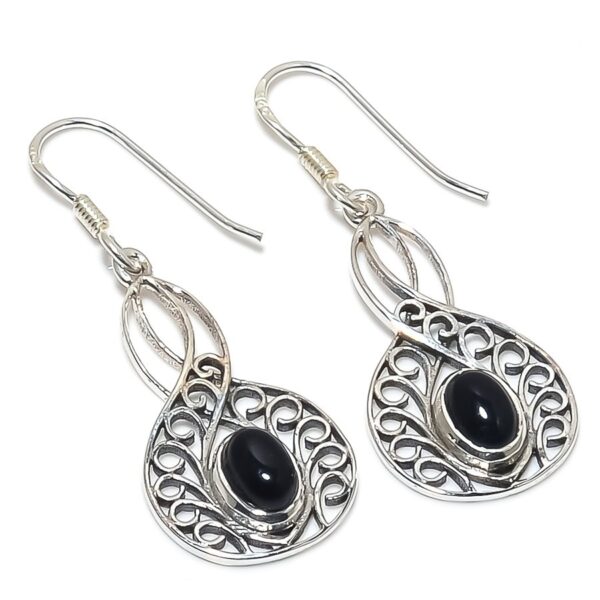 Natural Black Onyx drop 925 Sterling Silver Earring birthstone Stud Classic Women Earrings Handmade Black Onyx Boho Earrings