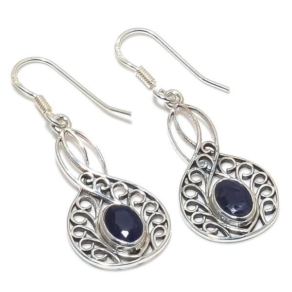 Natural Blue Sapphire oval Cut Gemstone drop & dangle Best Quality 925 Sterling Silver Fashion Jewelry At Factory Cost