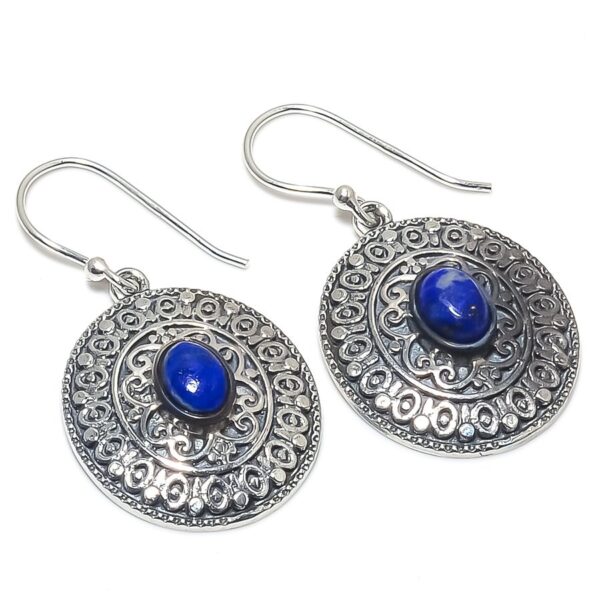 Natural Lapis Lazuli Earrings Lapis Lazuli blue Stone drop & Dangle silver Plated bezel Setting Designer Statement Earring