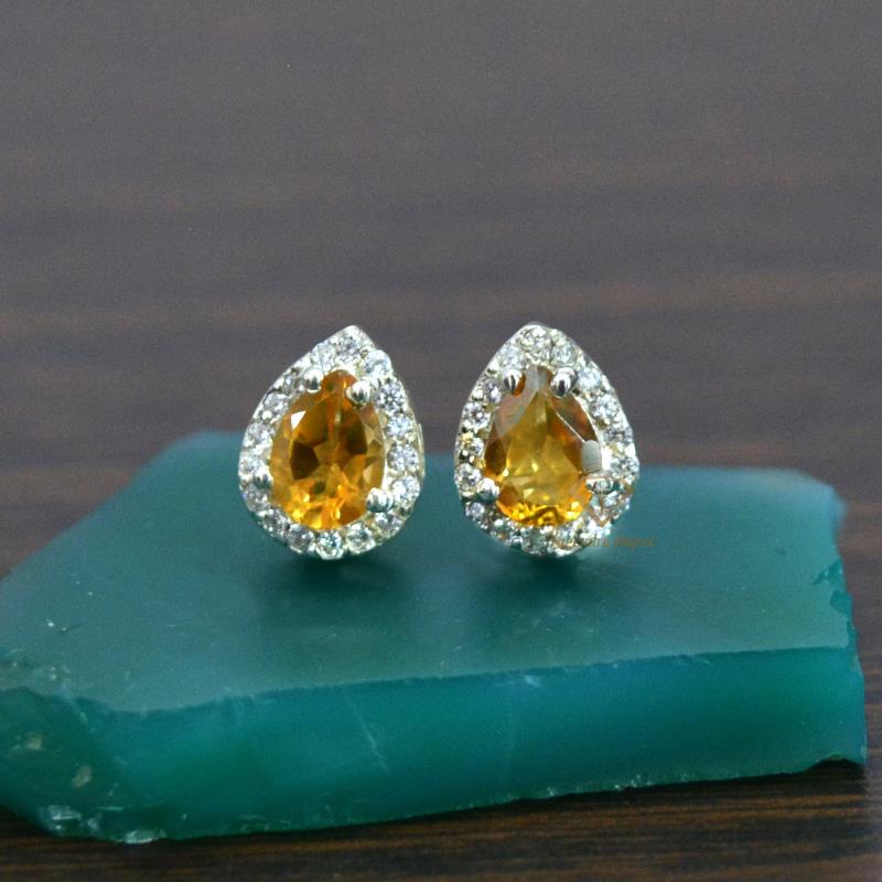 Citrine Gemstone Studs