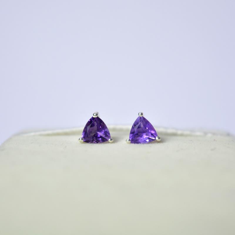 Amethyst Trillion Studs