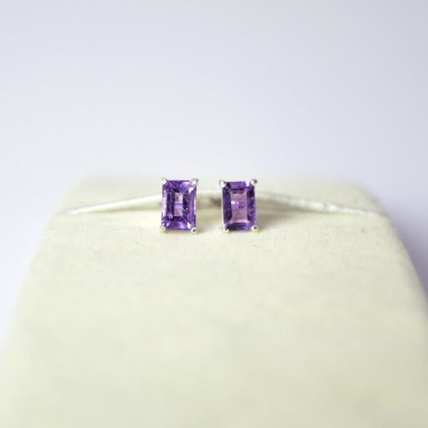 Amethyst Studs Earrings Octagon