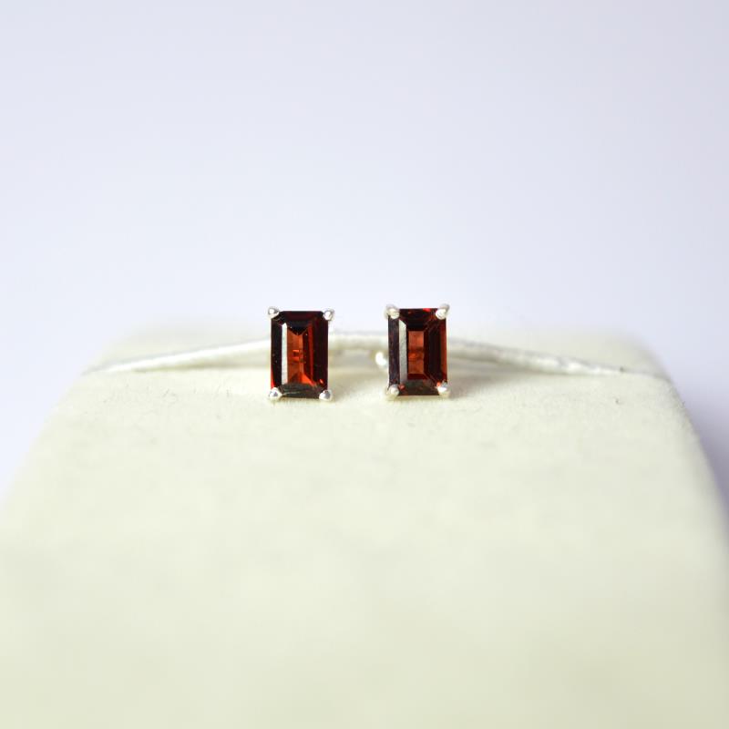 Red Garnet Studs Octagon