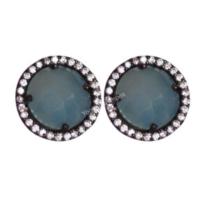 Aqua Chalcedony Studs